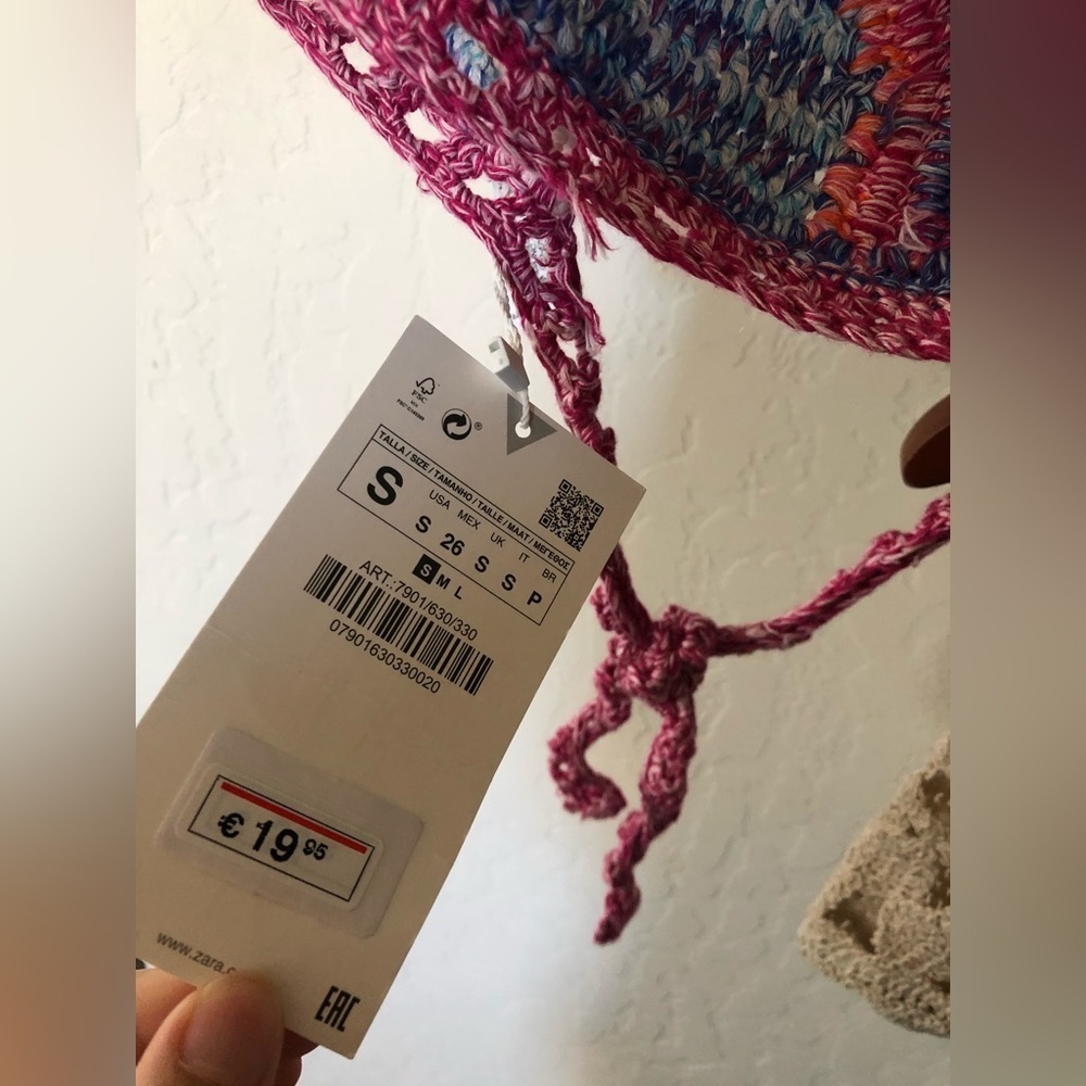 ZARA|Boho crotchet two piece bikini set in floral neutral tan & colorful top,NWT - Picture 11 of 16